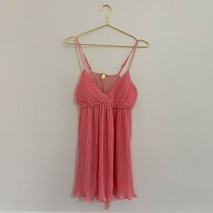 Flora Nikrooz Pink Pleated Chemise Slip Dress Sz Medium